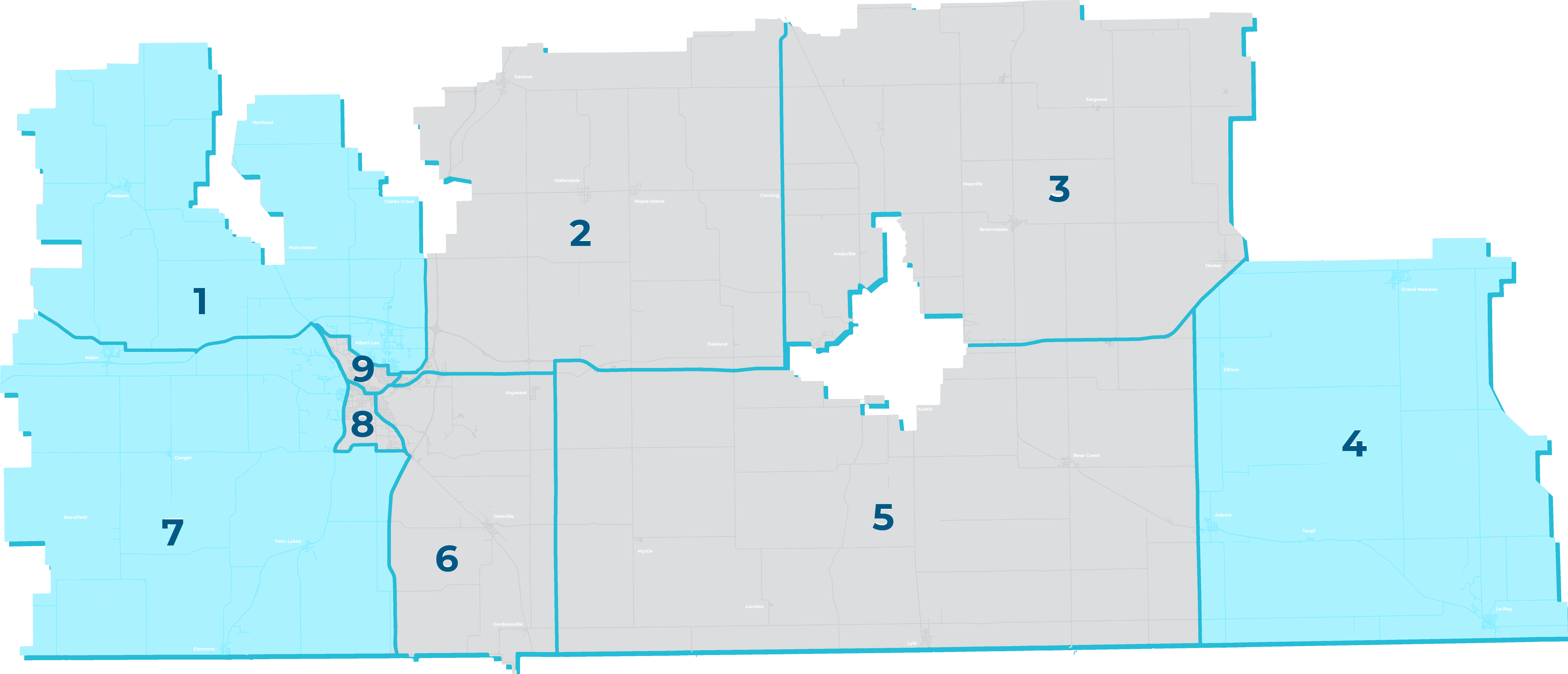Map of districts 1, 4 and 7